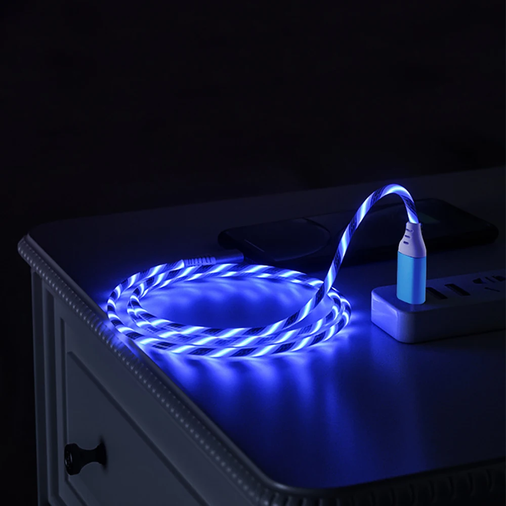 Luminous LED Type C Fast Charging Cable with Flowing Light Effects