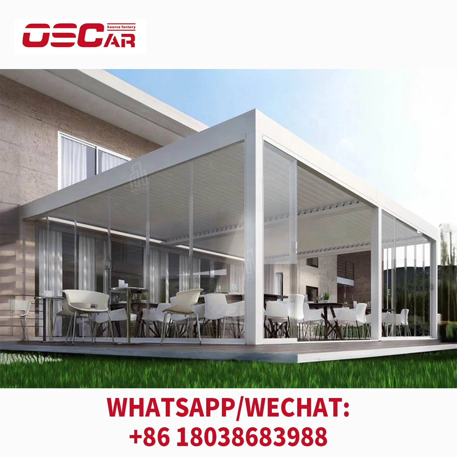 Customized Pavilion Louvered Pergola Patio Cover Electric Outdoor Waterproof Aluminium Gazebo with aluminum fence