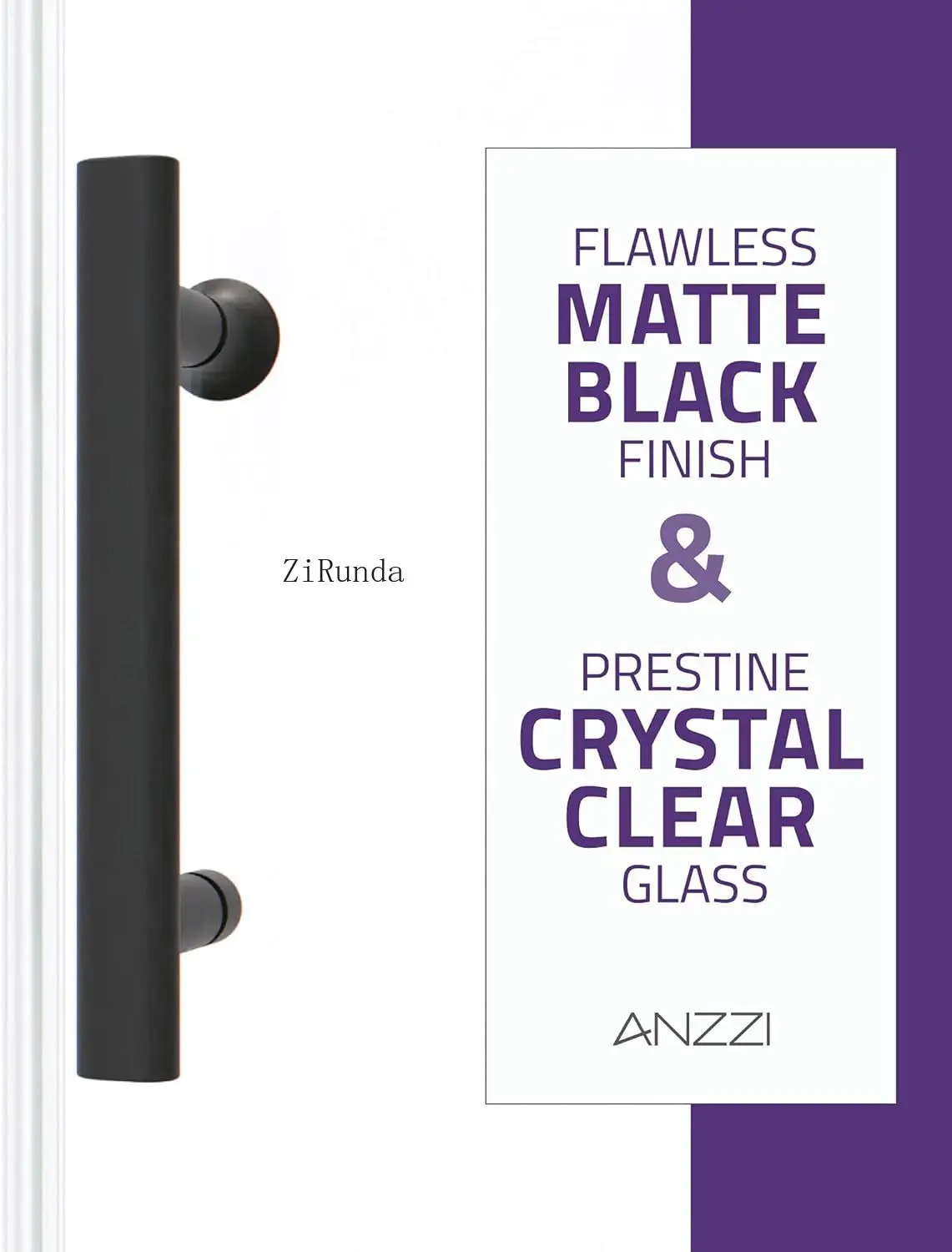 Matte black waterproof glass shower door with sealing strip component, easy to slide roller sliding 5