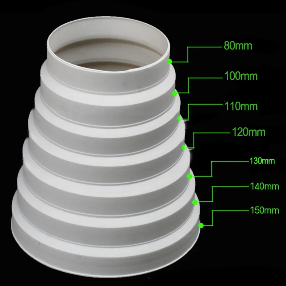 Cooker Hood Duct Reducer Extractor Fan Exhaust PVC Pipe 80-150mm Connector Conversion Ring Joint Reducing Ring Kitchen Supplies