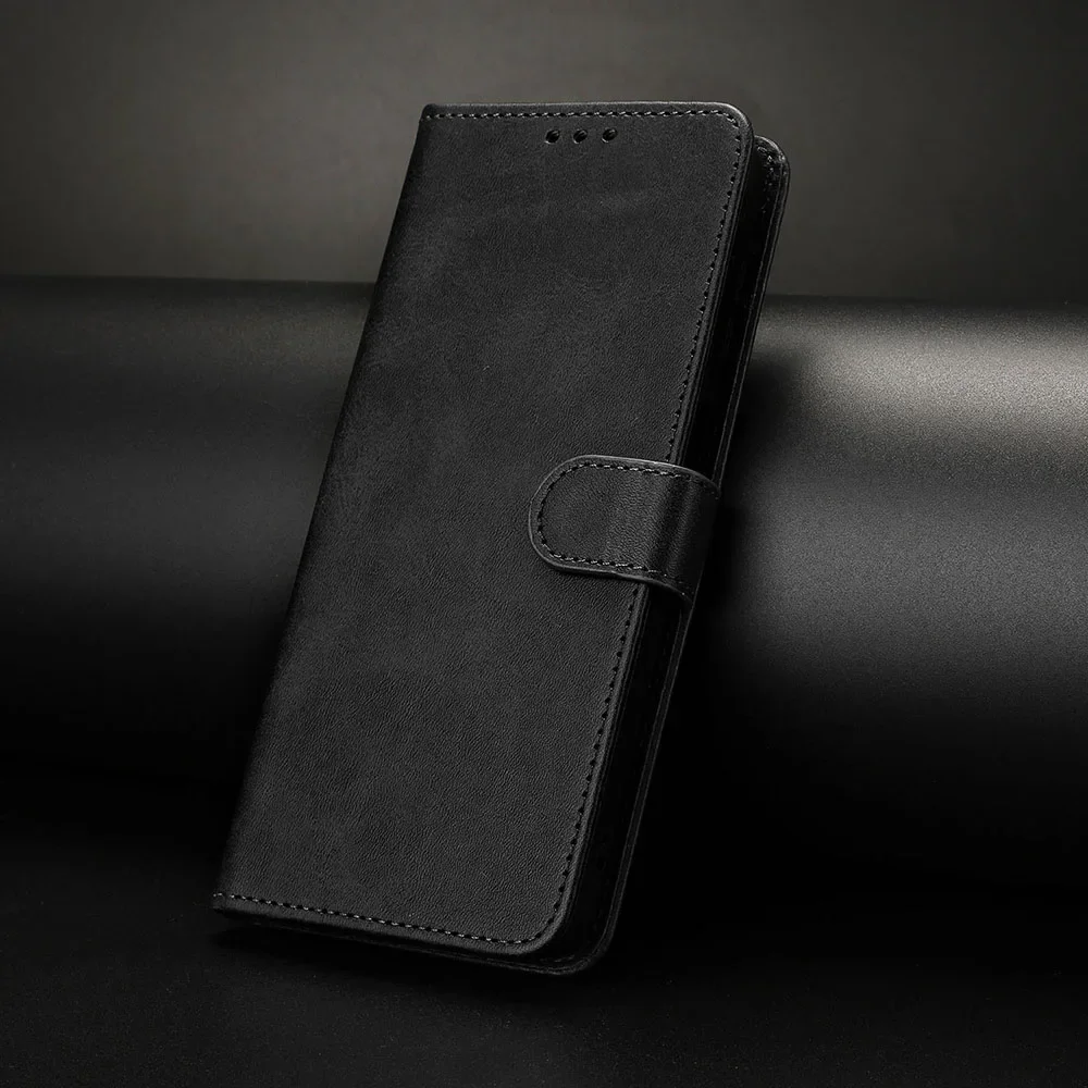 Leather Flip Wallet Case with Card Slots and Stand, Protective Phone Cover