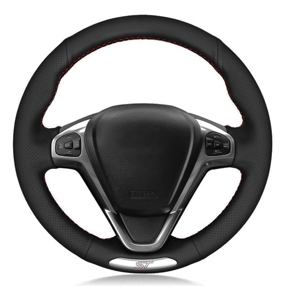 

Строченная вручную черная натуральная кожа для Ford Fiesta ST 2013 2014 2015 2016 2017