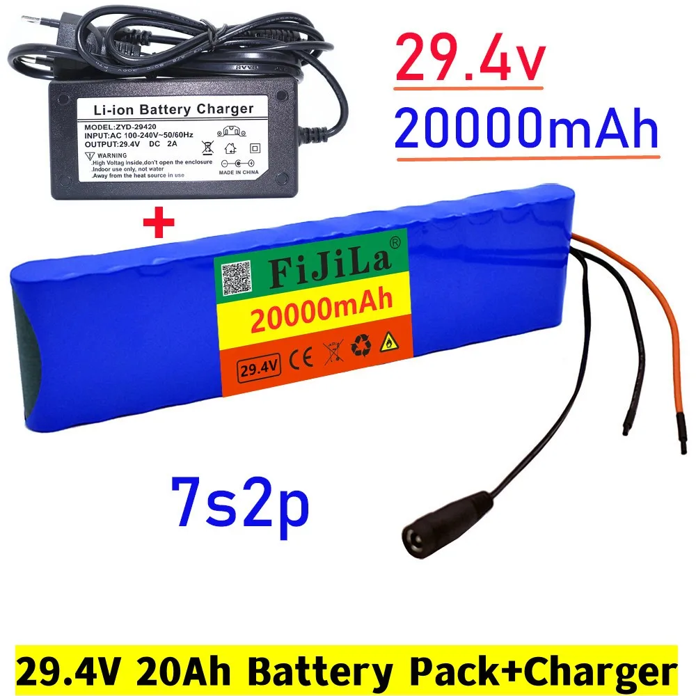 

29.4V 20Ah 7S 2P 18650 li-ion akku 29,4 v 20000mAh elektrische fahrrad moped Ausgleich roller + 2A Ladegerät