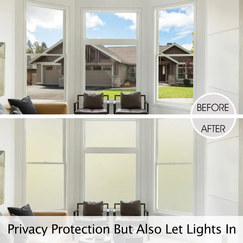 Window Privacy Film Frosted Privacy Decorative Film Heat and UV Resistant Anti-static Adhesive Free Small Office/home Office