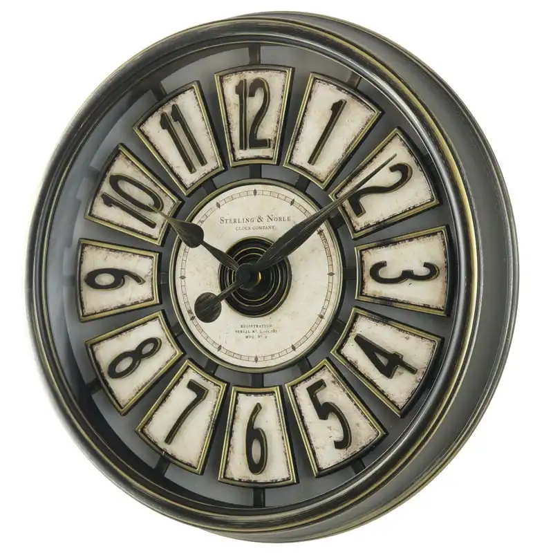 

15.5" Bronze Raised Arabic Segmented Panel Traditional Wall Clock