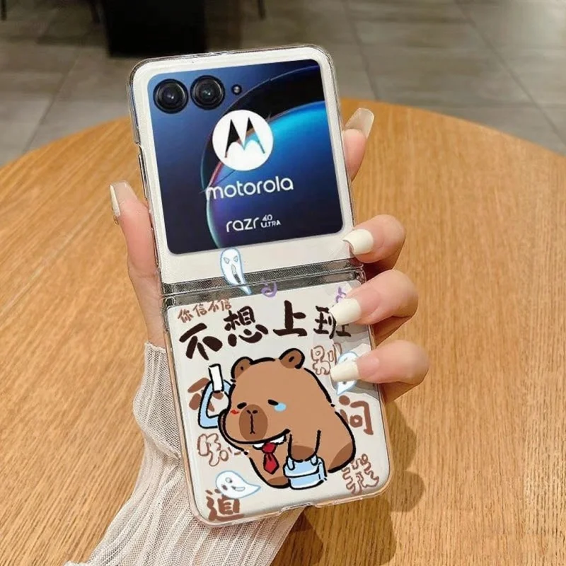 Adorable Cat-Themed Clear Hard Folding Phone Case