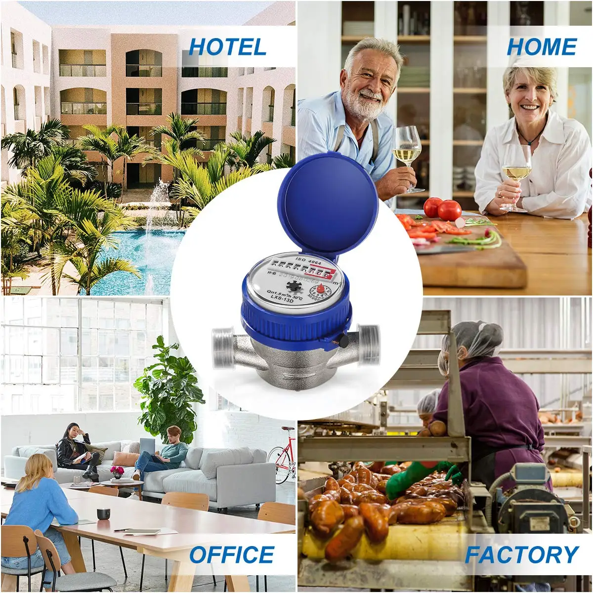 Water Meter Fow Meter Cubic Cold Water Meter 15mm Water Dry Table Measuring Tools for Garden and Home Usage