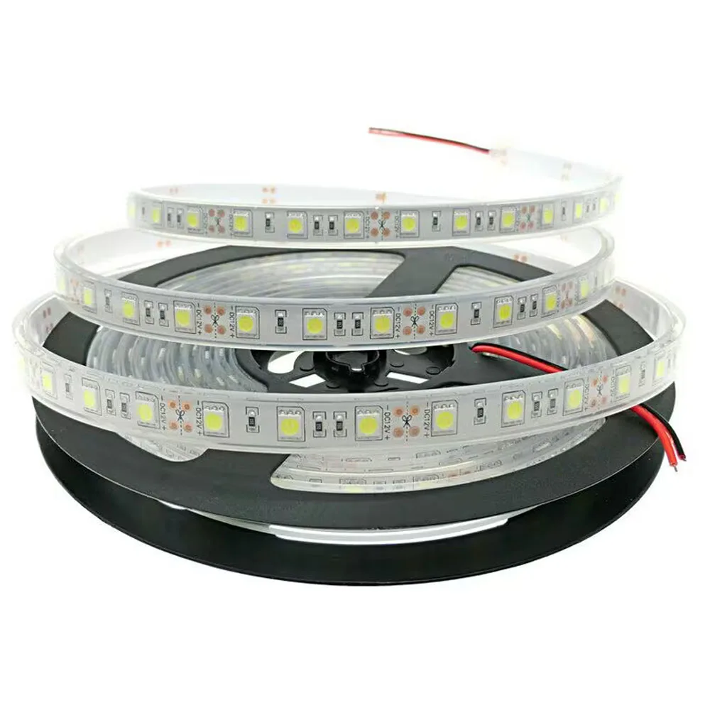 5M IP68 12V 24V 방수 RGB LED 스트립 5050 LED 플렉시블 테이..