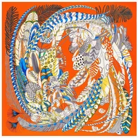 130cm Feather Design Brand Big Square Scarf Luxury Twill 100% Silk Scarf Women Kerchief Scarves For Ladies Fashion Shawl Echarpe 1