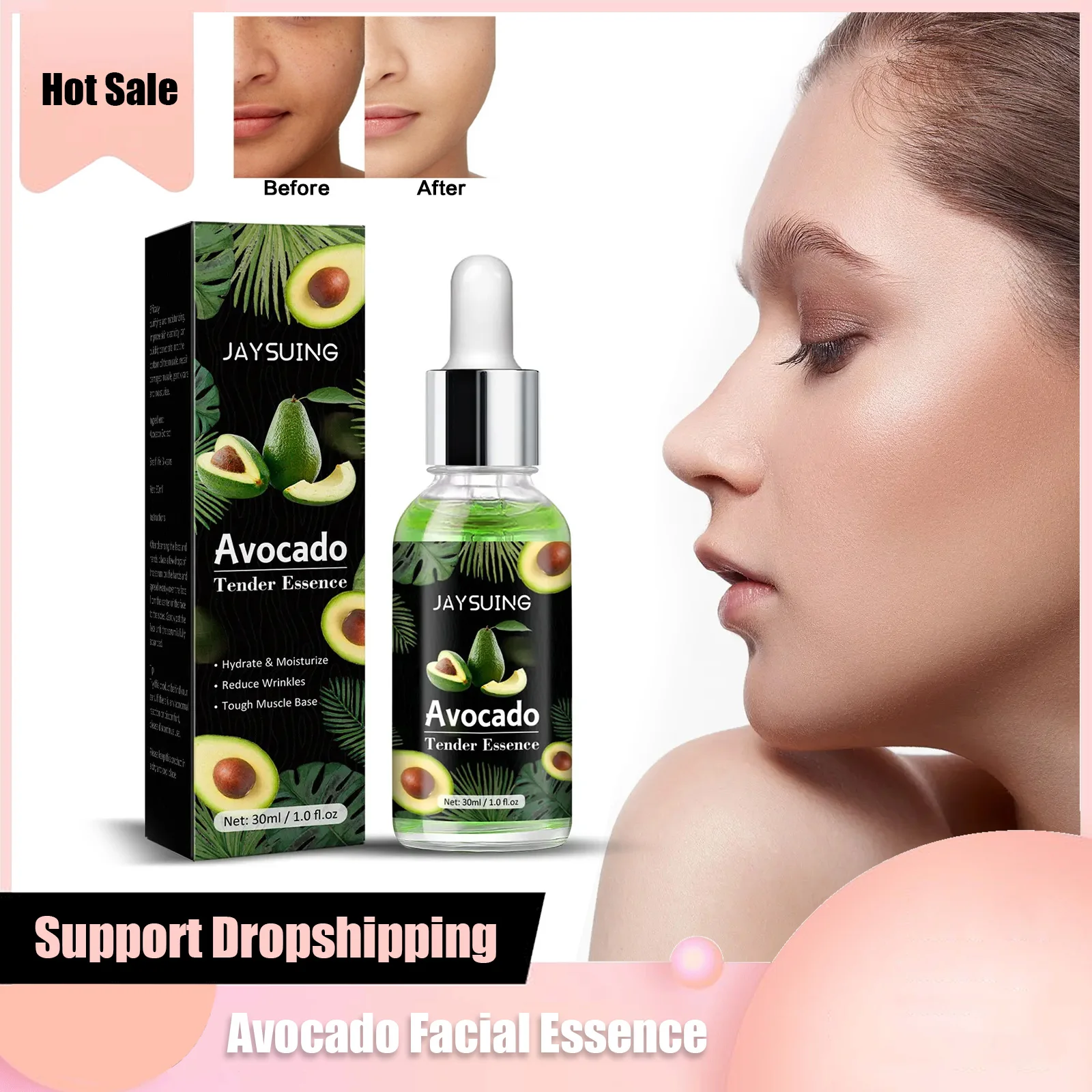 Anti Wrinkles Serum Avocado Moisturizing Anti-Aging Whitening Improve Dullness Skin Brightening Repairing Nourish Facial Essence vitamin c face serum brightening skin natural anti aging anti oxidants reduce fine lines and wrinkles whitening skin care