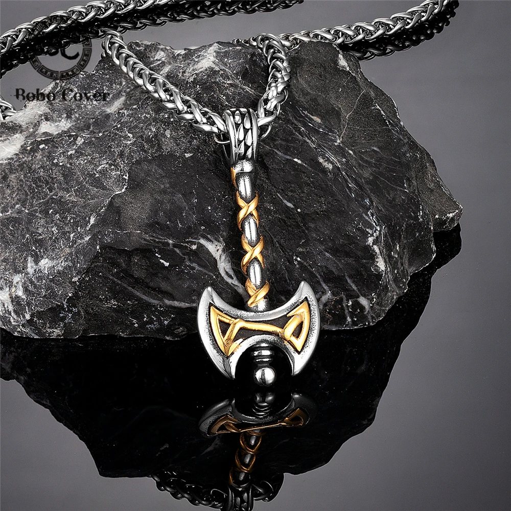 Ciondolo Uomo Mjolnir In Acciaio Inossidabile, Martello Di Thor Vichingo, Gioiello Artigianale Con Catena 55 Cm