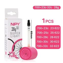Ultralight TPU Road Bicycle Inner Tube with French Valve - 700c - Presta Valve (28g 65mm 1 Pcs)