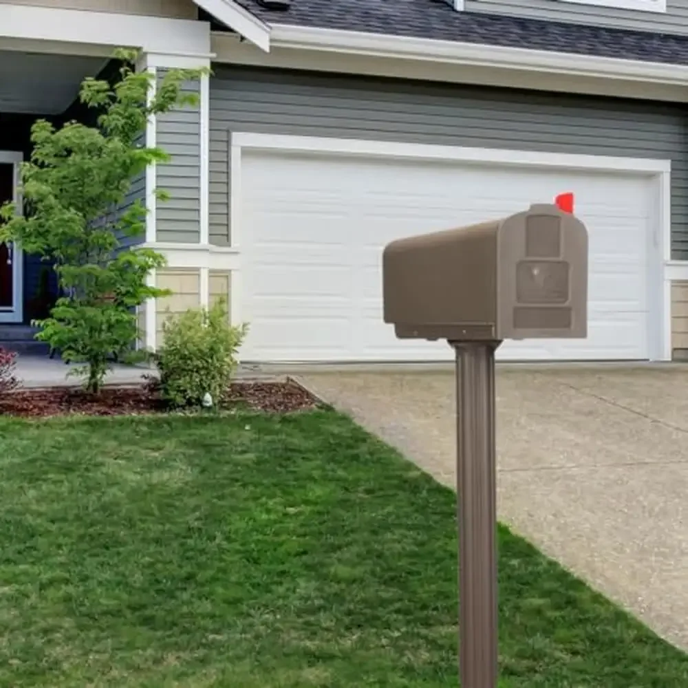 Plastic Mailbox Post Kit Medium Capacity Mocha USA-Made Easy Install