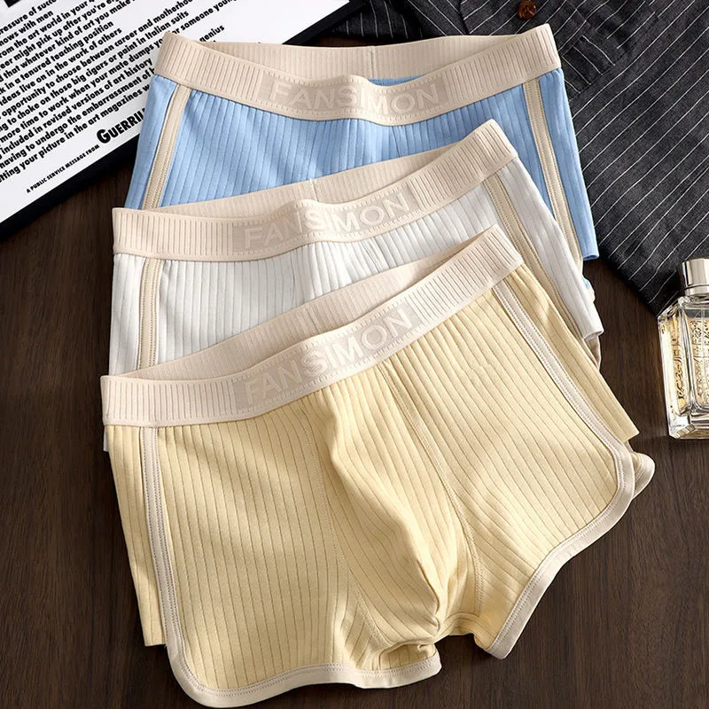1 3PCS Solid Striped Men' Boxer Sexy Breathable Mesh U Crotch Underwear High...