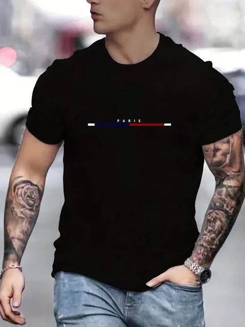 Camiseta Masculina de Algodão Paris