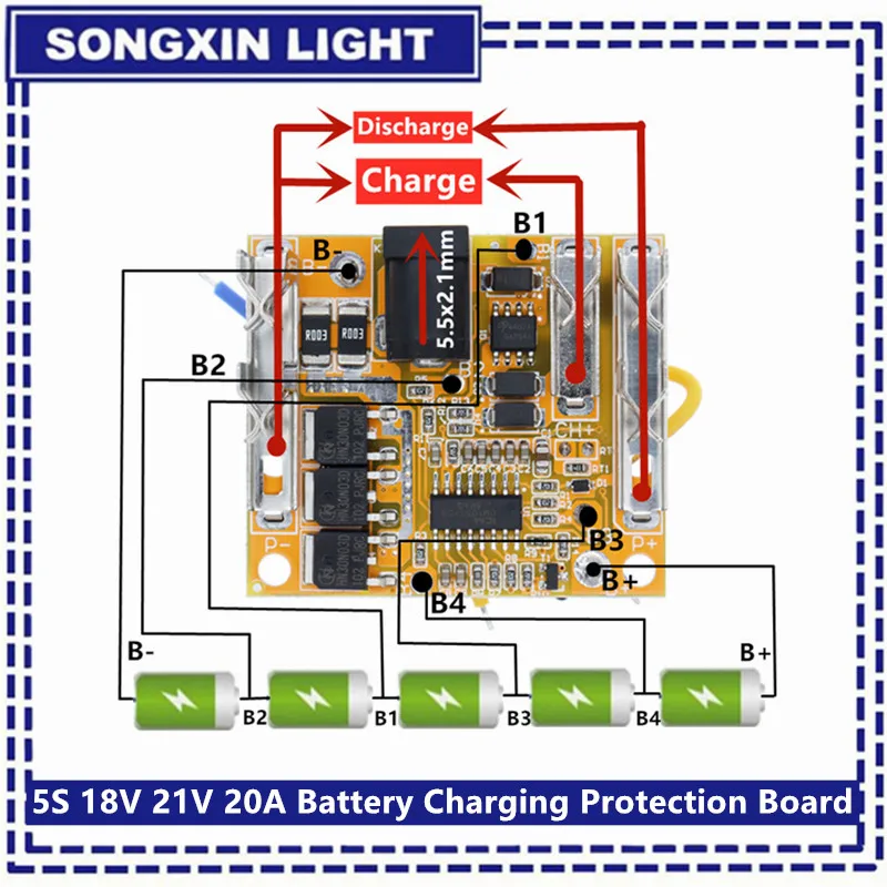 5s 18v 21v 20a Battery Charging Protection Board Liion Lithium Battery