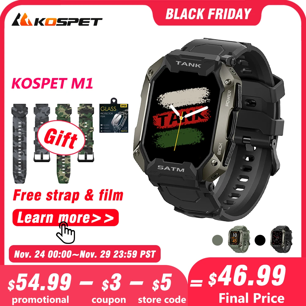 New Smartwatch 2022 Kospet Tank M1 Rugged Smart Watch Blood Pressure