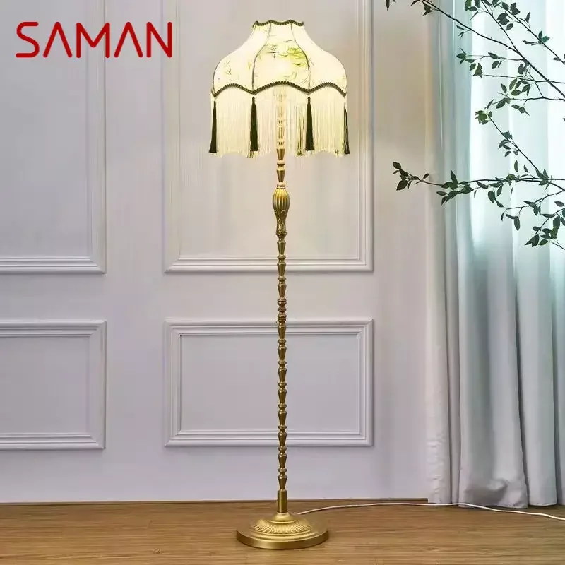 

SAMAN European Floor Lamp American Retro French Tassel Living Room Bedroom Villa Sofa Edge Originality Home Furnishings