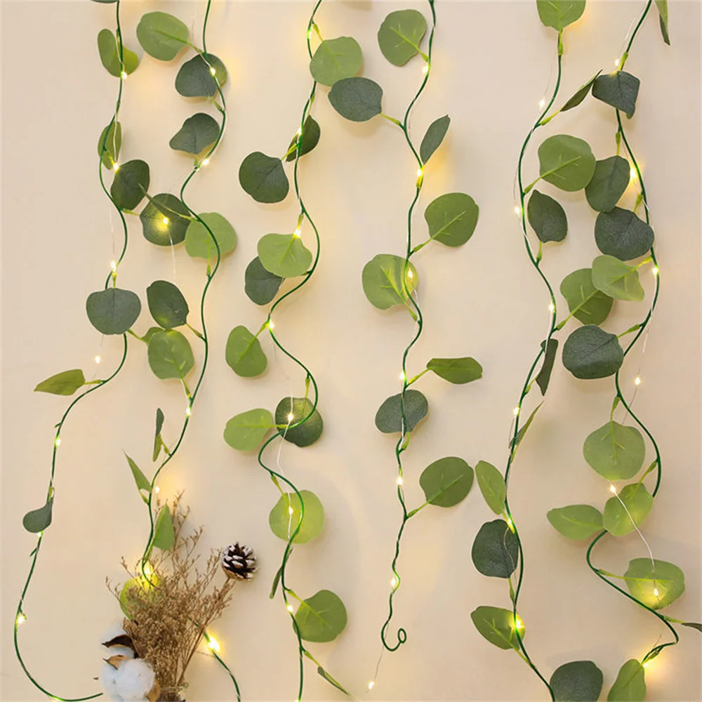 

2M 20 Leds Artificial Leaf Foliage Rattan String Lights Battery Powered Holiday Decoration for Party,Wedding,Birthday