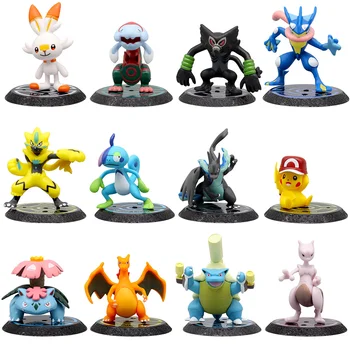 Pokemon 6 Pcs/Set Anime Figure Pikachu 6-7cm Figure Charizard Blastoise Squirtle Bulbasaur Action Figures Model  toys Gifts