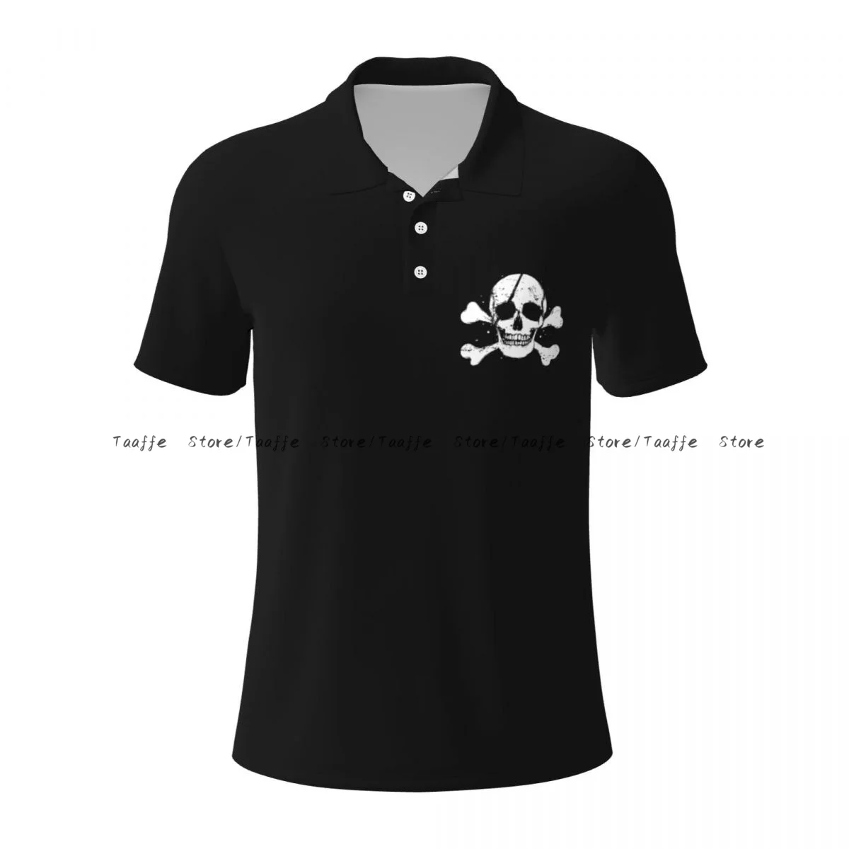 Polo Da Uomo Black Pirate Flag Business Casual Risvolto Manica Corta T-Shirt Top