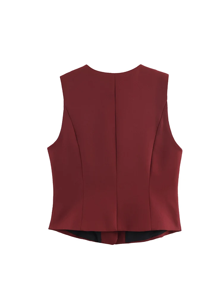 Women Fashion Solid Single Breasted Waistcoats Vintage Simple Sleeveless Commuter Vest Female Chic Elegant Tank Tops 2026 New