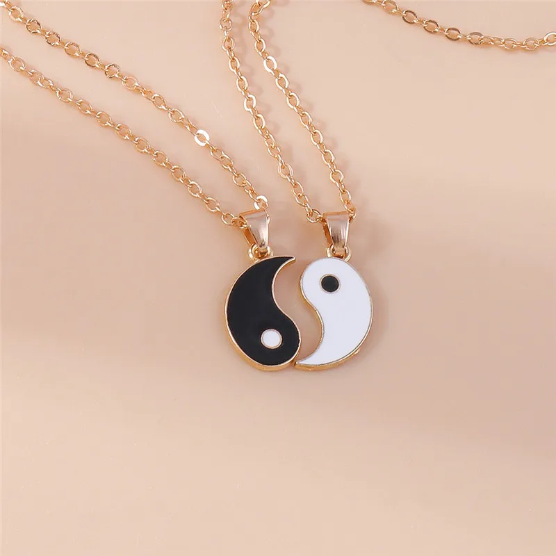 Aihua Hot Sell Smalto Yin Yang Tai Chi Collana per Donne Uomini Regalo di Compleanno Bff Migliori Amici Coppia Collana con Ciondolo Abbinato_voghion.com