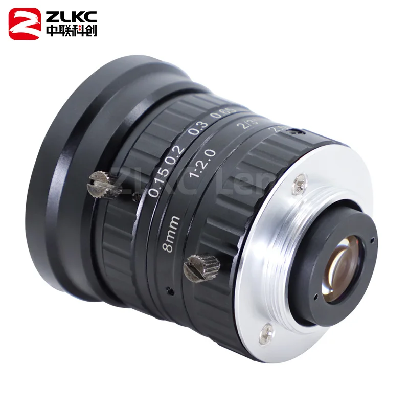 8mm 렌즈 F2.0 C-마운트 fa 렌즈 2/3인치 대형 아이리스 5메가픽셀 카메라 머신 비전 저왜곡 렌즈 광각 5MP LM0820MP5