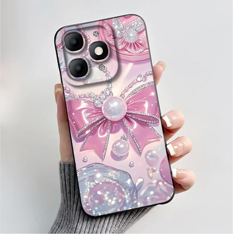 Luxury Fashion Black Soft TPU Silicone Case with Floral and Butterfly Design