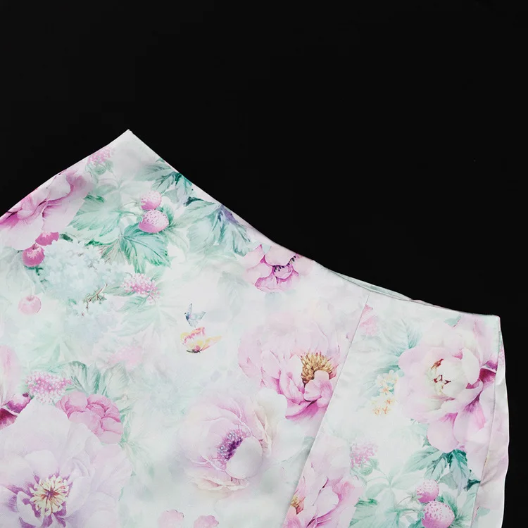 Printed Fashion 2 Piece-Set Skirt Female V-Neck Cropped Top And Mini Skirt Sets Commute Clothes Women's Contrast Outfits
