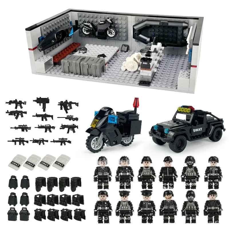 Building blocks birthday gifts cartoon characters anti-terrorism military police and special police soldiers small particle toys