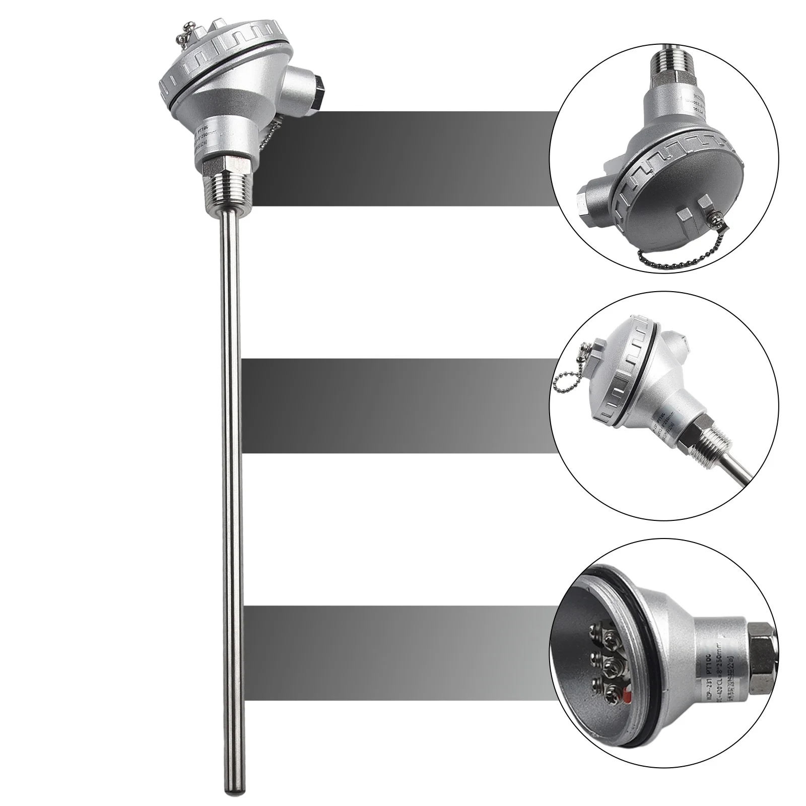 

RTD PT100 Temperature Sensor Probe 1/2" NPT Thread Thermocouple Terminal Head 50mm-400mm Sensor Probe Electrical Testing