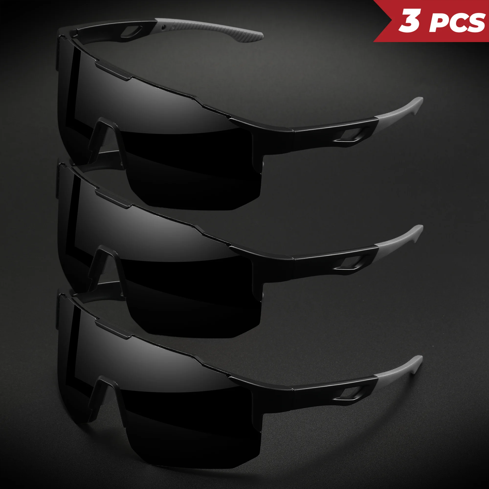 3 Stück übergroße, farbenfrohe Sport-Sonnenbrille – umlaufendes Design, UV400, Unisex, bequeme Passform für Radfahren, Wandern und Outdoor – Detail 14