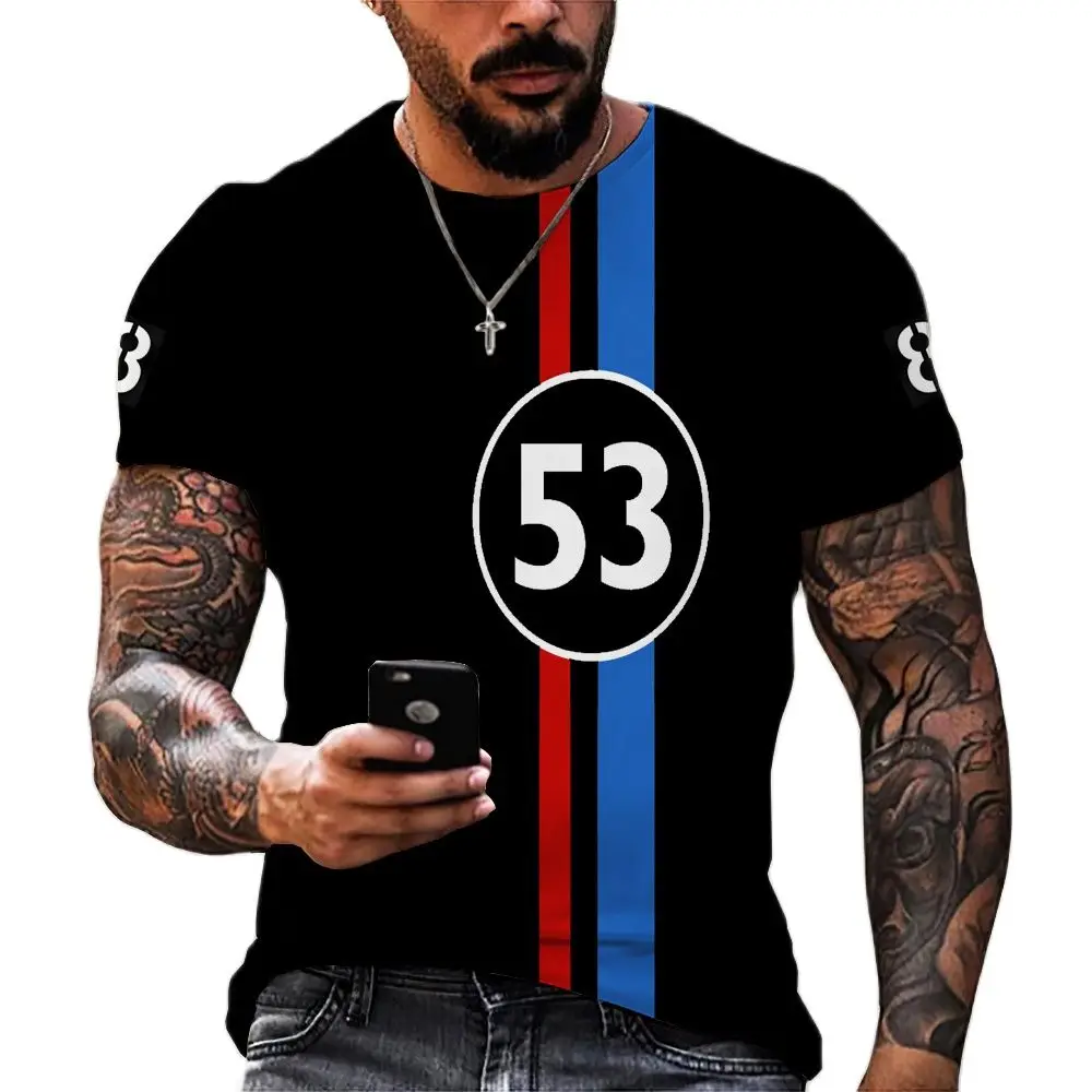 

Retrol Racing 3D Print Men T-shirts Summer Hip Hop O-Neck Polyester Loose Short Sleeve Breathable Unisex Top Tees Men Clothing