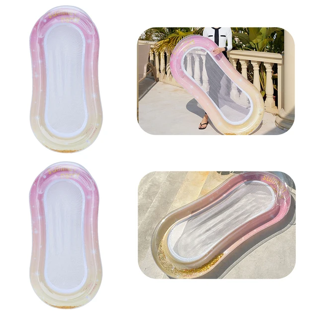 Inflatable Pool Float Floating Sleeping Bed with Backrest Beach Lounger Chair Pool Floating Bed Pool Float Lounger for Water Fun 2