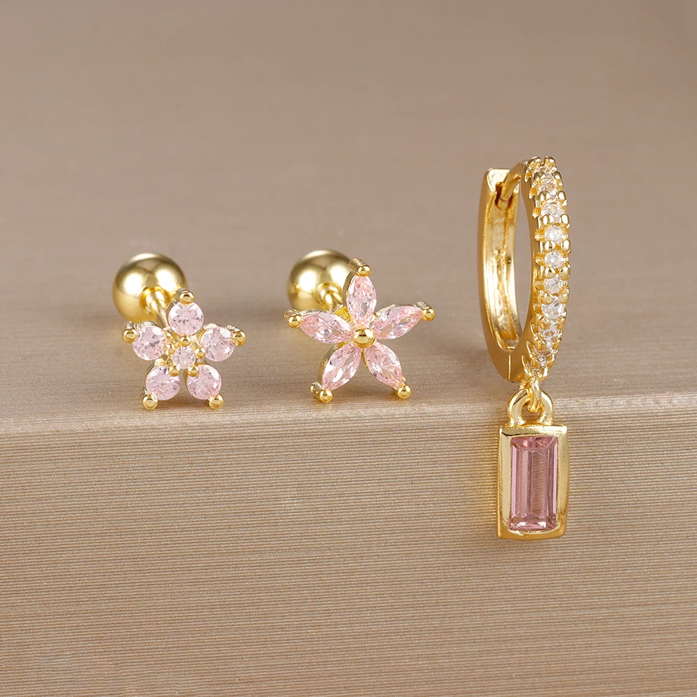 Coppia Di Orecchini Quadrati A Cerchio 18,5x18,5mm In Oro Rosa Lucido