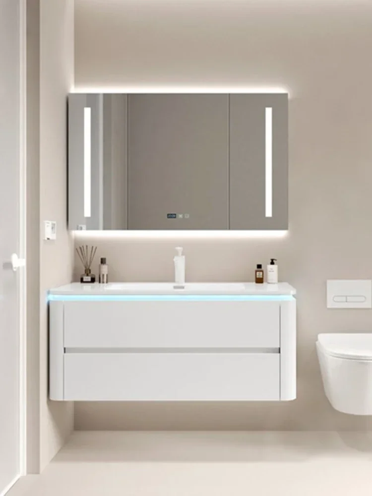 ~Ceramic Whole Washbin Bathroom Cabinet Combination Simple Bathroom Table Bath Suit