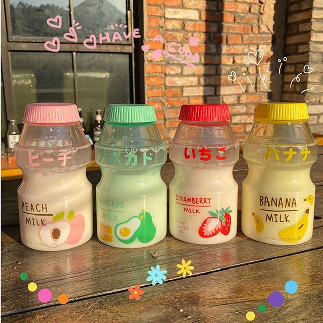 500ml Plastic Cute Water Bottle, With Straps, Fruit Drinking Shape, Milk  Portable Flask, Plastic Fruit Juice Water Bottle Milk Cartoon Shaker Bottle.  (Pink) price in Egypt,  Egypt