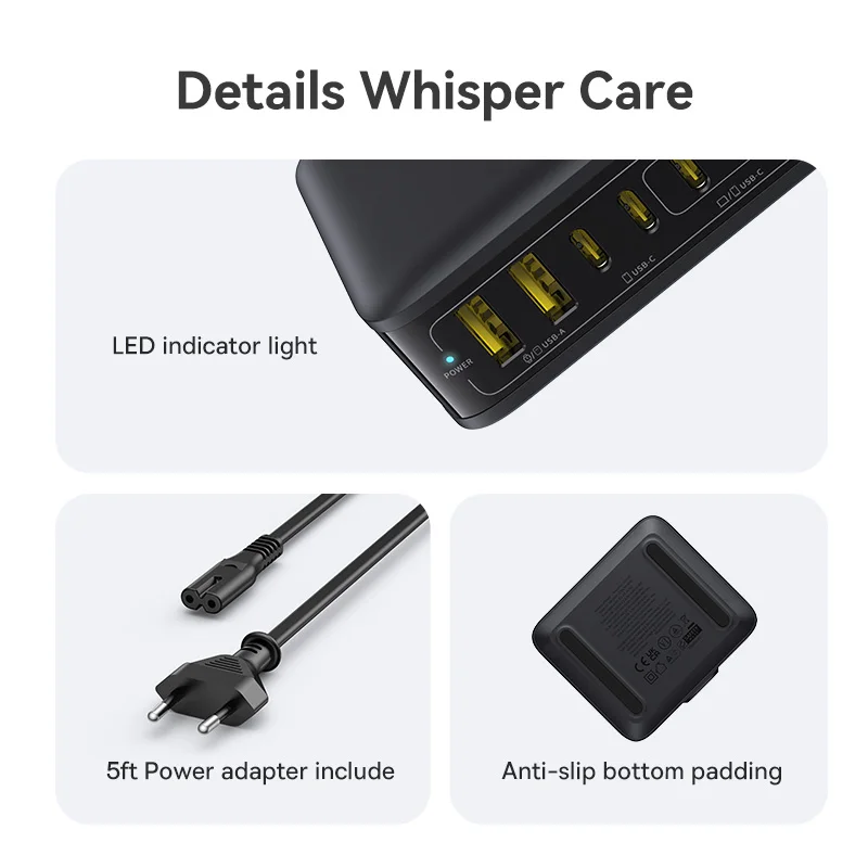 Baseus 120W Desktop Charger USB C Charger GaN Charger PD Quick Charge USB Phone Charger For Tablet Laptop iPhone 17 16 15 14 — view 5