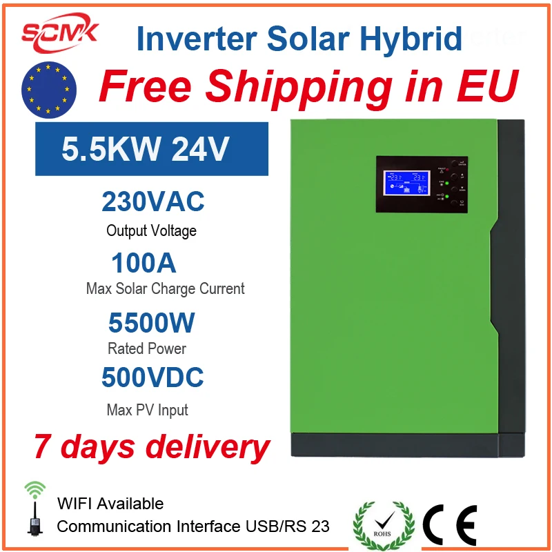Scmk 48v Hybrid Solar Inverter 5500w Pure Sine Wave Mppt Built-in ...