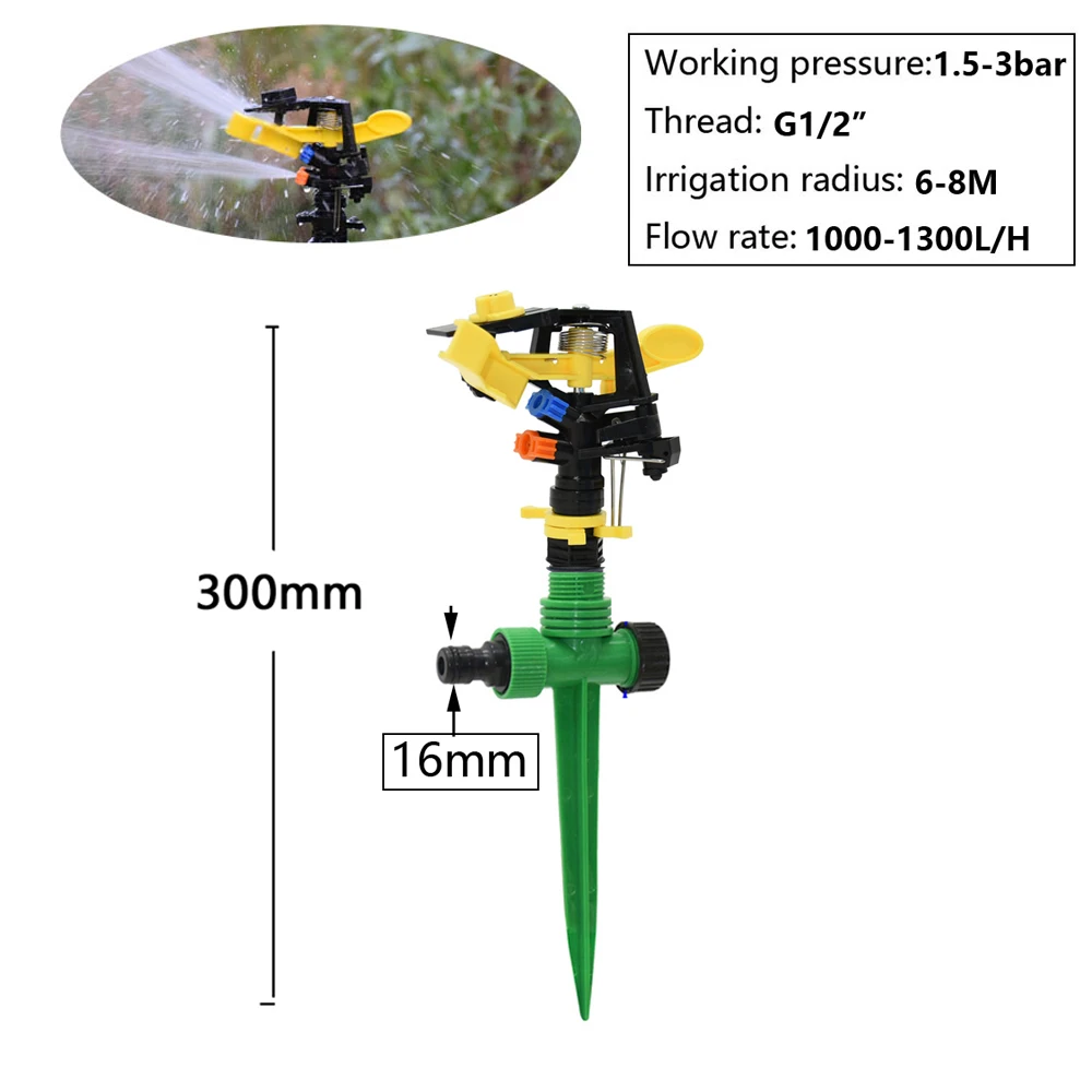 Irrigation Sprinklers 360 Degree Rotating Jet Sprinklers Double Outlet Rocker Nozzles 1/2" Male Thread Garden Agriculture Irrigation Sprinklers