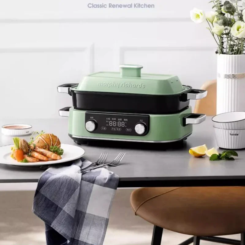 

Multifunctional Cooking Pot Barbecue and Hot Pot Integrated Machine Household Steaming Boiling Frying Electric Barbecue Pot