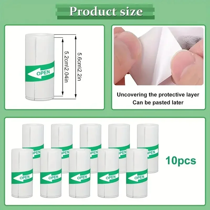 57mm 10 Rolls Thermal Printing Paper White Self-adhesive Label Sticker Photo for Inkless Mini Printer Kids Instant Print Camera
