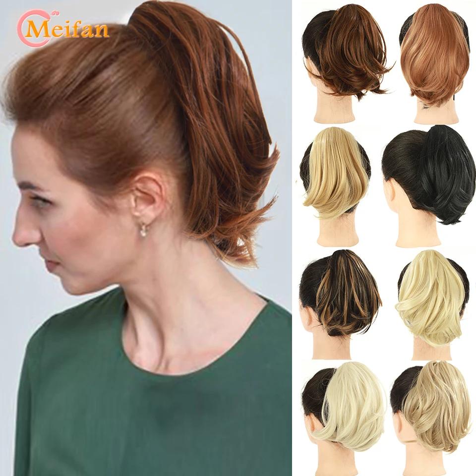 Synthetic Claw Ponytail Clip in Hair Tail Extensions Straight Pony Tail Hairpiece Hair Bun Short Fake Ponytail Hairstyles