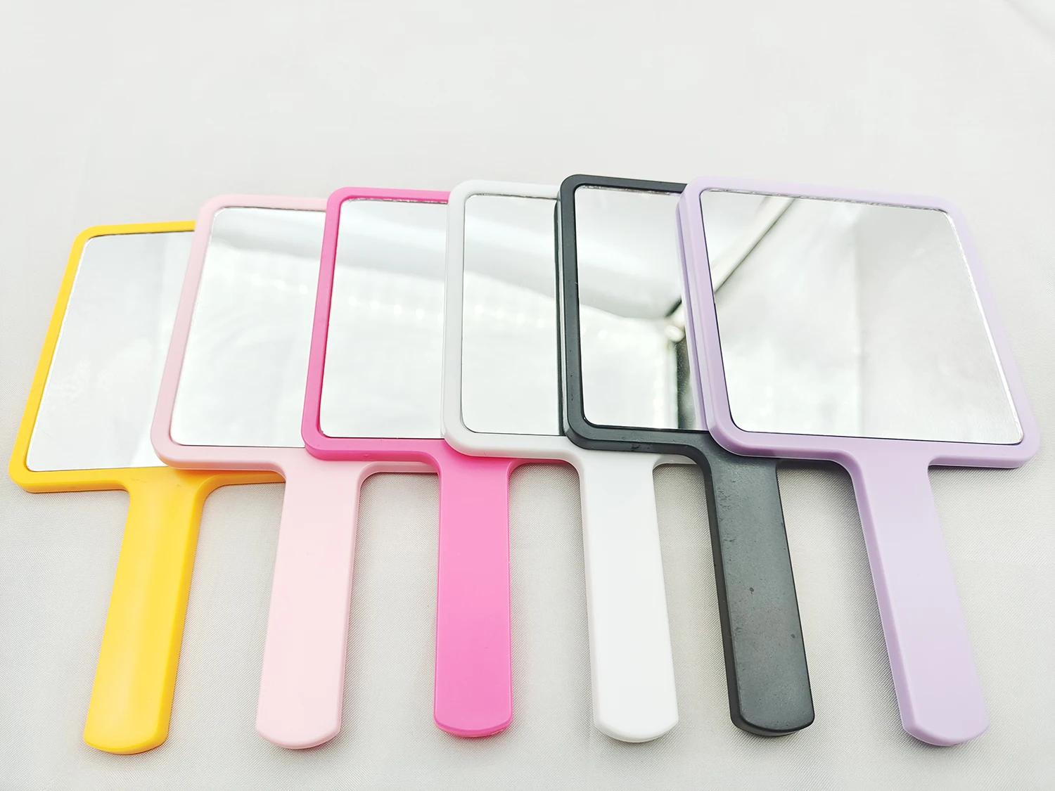 Custom Handheld Makeup Mirror Private Label Square Makeup Vanity Mirror with Handle Hand Mirrors