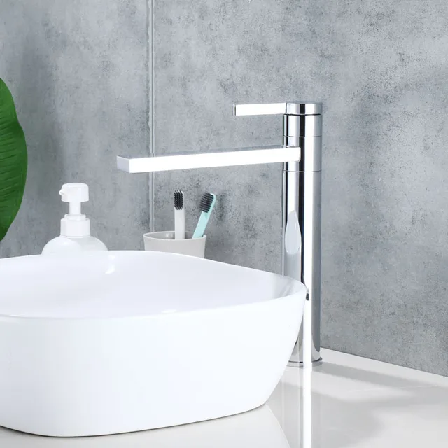 Bathroom Basin Faucet 360°Swivel Spout Vessel Sink Mixer Taps Single Handle Deck Mounted Washbasin Faucet Hot Cold Water Taps 7