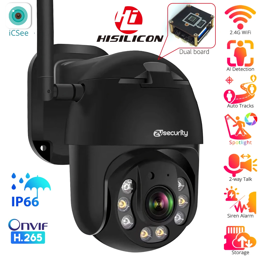

FHD 1080P Wifi PTZ IP Camera Outdoor Auto Tracking Color Night Vision Wireless Speed Dome Camera CCTV Video Surveillance Cameras