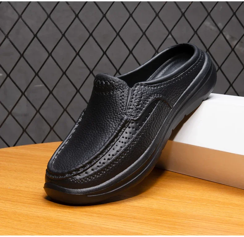 Men Half Drag Sandals Handamde Slip on Slippers Anti Slip Comfort