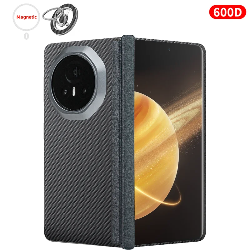 Carbon Fiber Aramid Magnetic Case - Sleek Kevlar Fabric in Black and Red
