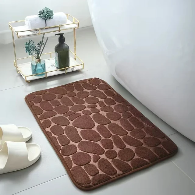 Tappetino Tappeti antiscivolo Ciottoli in rilievo Bagno nel lavabo Vasca da bagno Tappeto da pavimento laterale Doccia Zerbino Memory Foam 6